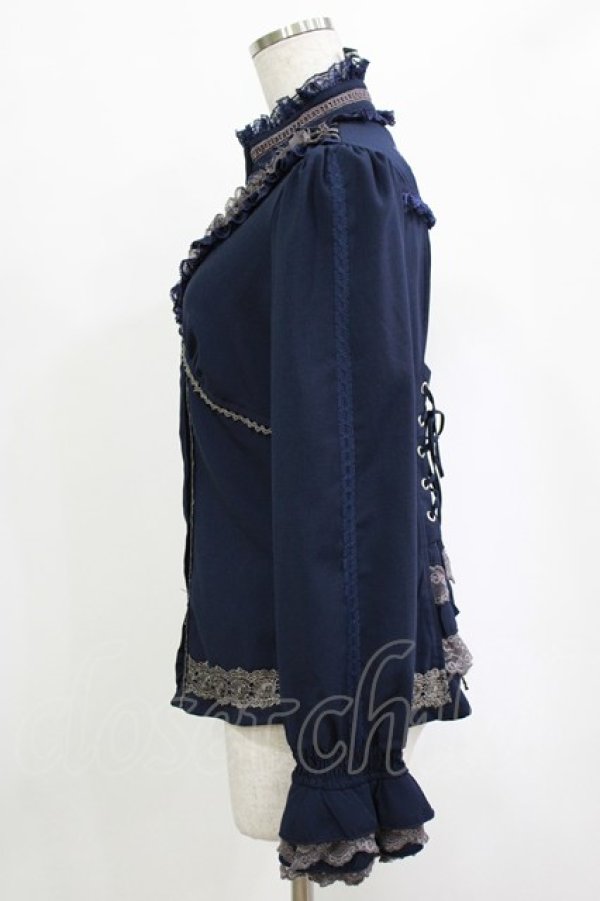 画像2: Ozz Croce / レースタックブラウス  ネイビー H-25-12-25-1045-OO-BL-KB-ZH (2)