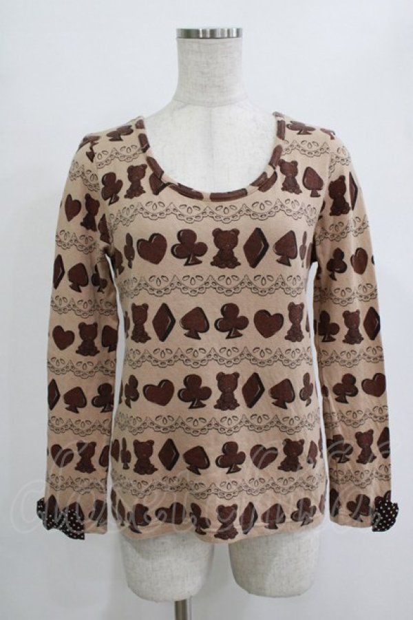 画像1: Emily Temple cute / チョコプリントカットソー  チャ H-25-12-25-1048-ET-TO-KB-ZH (1)