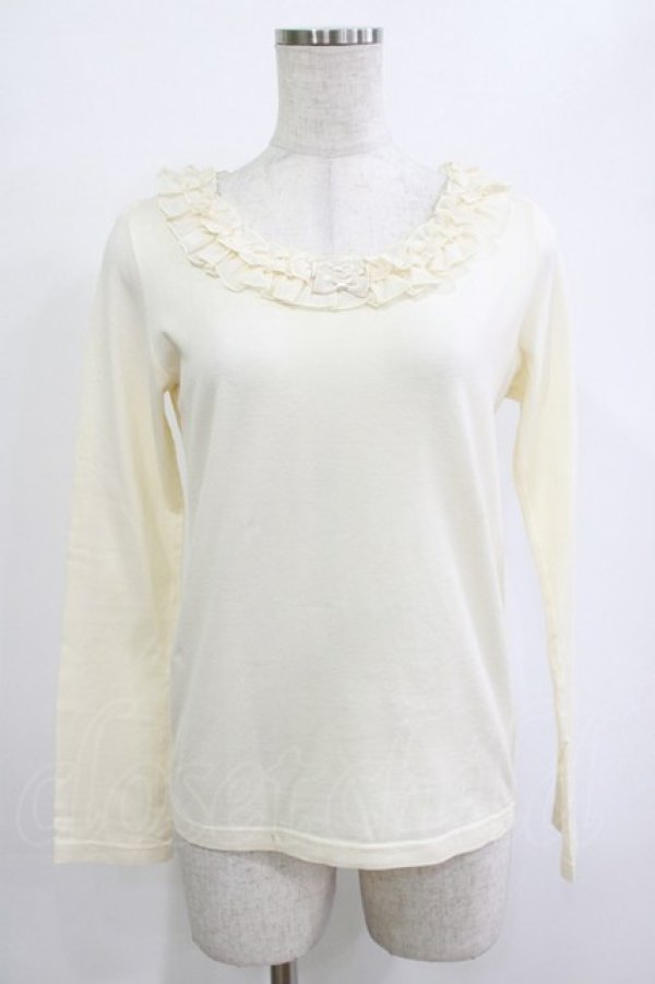 画像1: Emily Temple cute / リボンフリルカットソー  オフ H-25-12-25-1049-ET-TO-KB-ZH (1)