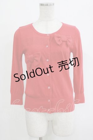 画像: Emily Temple cute / ラメリボンカーディガン  レッド H-25-12-25-1050-ET-TO-KB-ZH