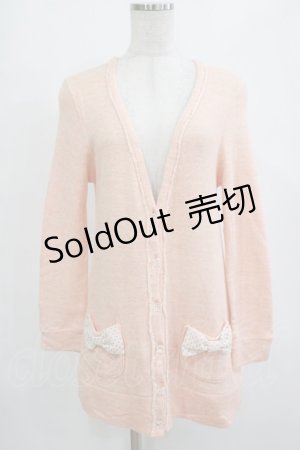 画像: Emily Temple cute / ドットリボンロングカーディガン  コーラル H-25-12-25-1053-ET-TO-KB-ZH