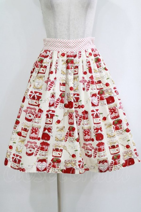 画像1: Shirley Temple / ジャム瓶プリントスカート  ホワイト H-25-12-25-1005-ET-SK-KB-ZH (1)