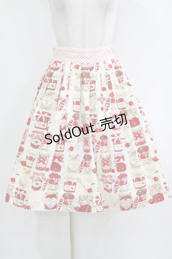 画像1: Shirley Temple / ジャム瓶プリントスカート  ホワイト H-25-12-25-1005-ET-SK-KB-ZT262 (1)