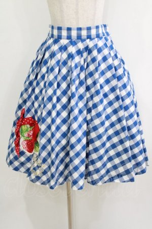 画像: Shirley Temple / ギンガムストロベリースカート  ブルー H-25-12-25-1006-ET-SK-KB-ZT1228H