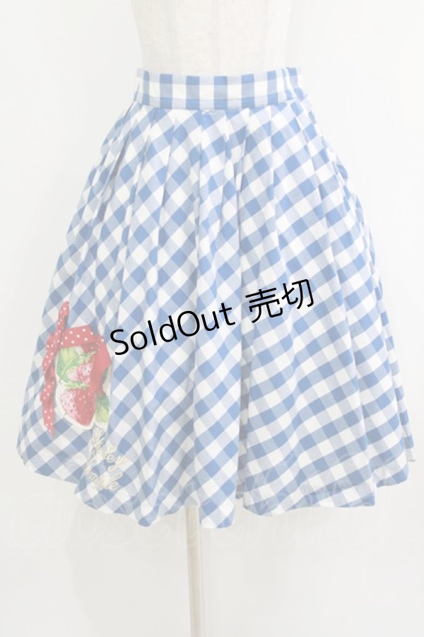 画像1: Shirley Temple / ギンガムストロベリースカート  ブルー H-25-12-25-1006-ET-SK-KB-ZT1228H (1)