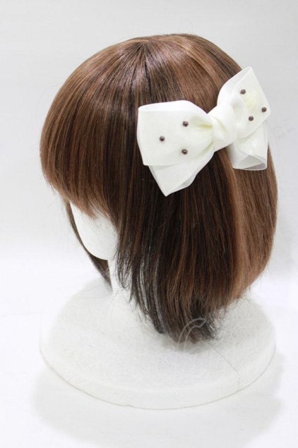 画像1: Emily Temple cute / ホイップリボンバレッタ  白 H-25-12-25-1076-ET-AC-KB-ZH (1)