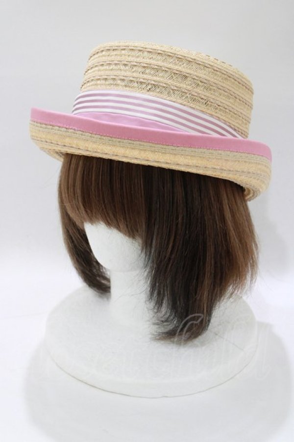 画像1: Jane Marple / リボンストローハット  ピンク H-25-12-25-1081-JM-AC-KB-ZH (1)