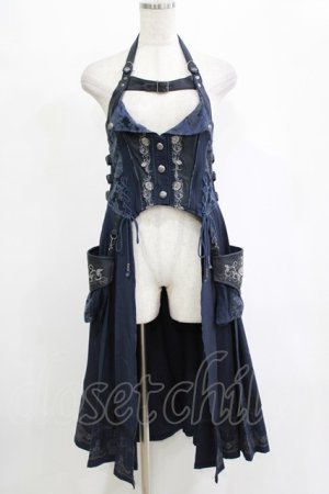 画像: Ozz oneste / 薔薇刺繍ホルターオーバービスチェ  ネイビー H-25-12-25-1015-OO-TO-KB-ZH