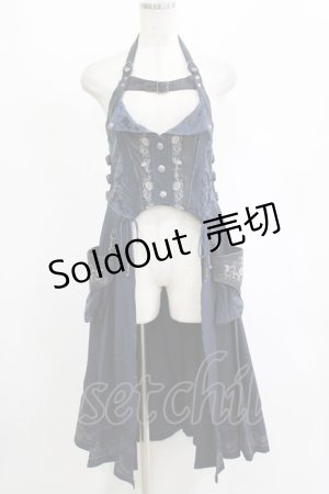 画像: Ozz oneste / 薔薇刺繍ホルターオーバービスチェ  ネイビー H-25-12-25-1015-OO-TO-KB-ZH