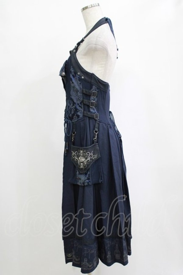 画像2: Ozz oneste / 薔薇刺繍ホルターオーバービスチェ  ネイビー H-25-12-25-1015-OO-TO-KB-ZH (2)