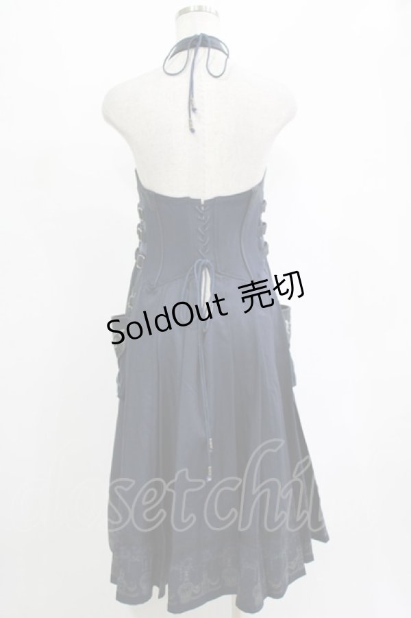 画像3: Ozz oneste / 薔薇刺繍ホルターオーバービスチェ  ネイビー H-25-12-25-1015-OO-TO-KB-ZH (3)