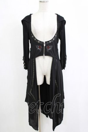 画像: Ozz oneste / 薔薇刺繍シアーオーバーカーデ  ブラック H-25-12-25-1016-OO-TO-KB-ZH