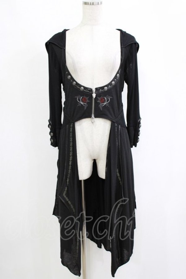 画像1: Ozz oneste / 薔薇刺繍シアーオーバーカーデ  ブラック H-25-12-25-1016-OO-TO-KB-ZH (1)