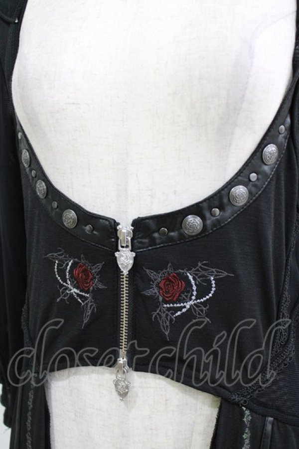 画像4: Ozz oneste / 薔薇刺繍シアーオーバーカーデ  ブラック H-25-12-25-1016-OO-TO-KB-ZH (4)
