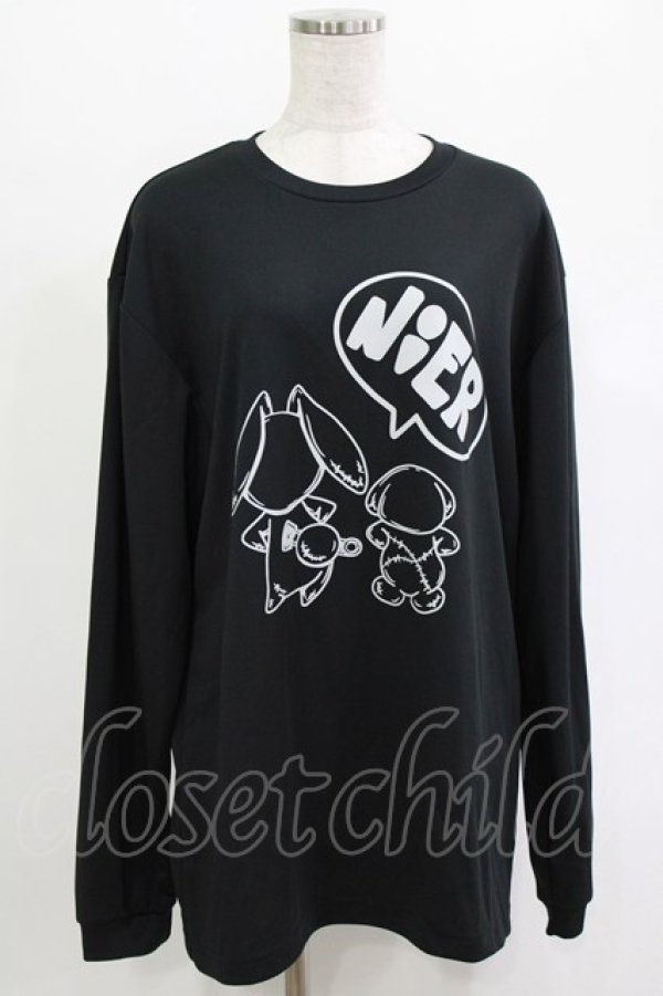 画像1: NieR Clothing / プリントLONG CUTSEW LL 黒 H-25-12-25-1020-PU-TO-KB-ZH (1)