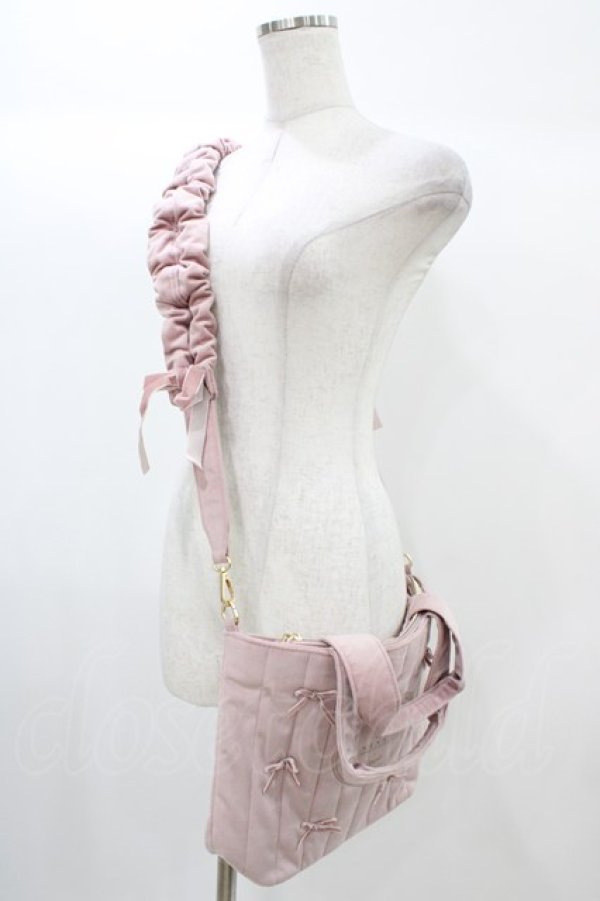 画像2: m petit by misako / NINA'Sコラボベロアリボン2wayバッグ  ピンク H-25-12-25-022-LO-BG-YZ-ZH (2)