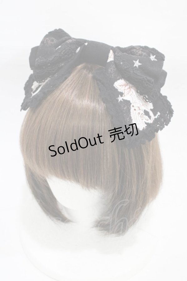 画像1: BABY,THE STARS SHINE BRIGHT / 星空のマザーグース柄リボンカチューシャ  インマイドリーム（ブラック） H-25-12-25-004-BA-AC-NS-ZH (1)