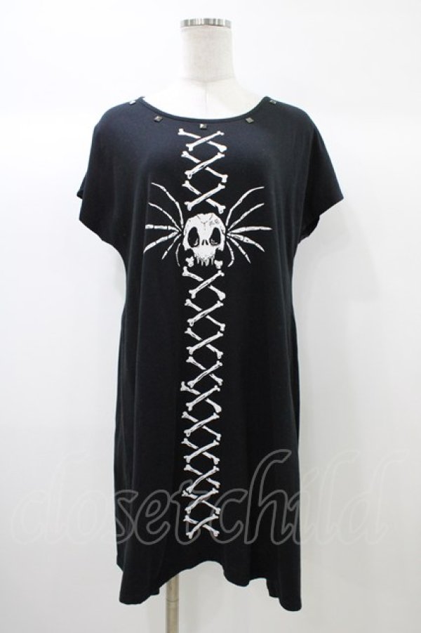 画像1: HYPER CORE / プリントカットソーワンピース  黒 H-25-12-26-036-PU-OP-KB-ZH (1)