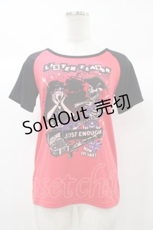 画像: LISTEN FLAVOR / プリントTシャツ  赤 H-25-12-26-038-PU-TO-KB-ZT1228H