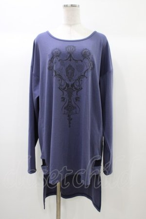 画像: Ozz Croce / プリント刺繍ロングカットソー  ブルー H-25-12-26-040-OO-TO-KB-ZH