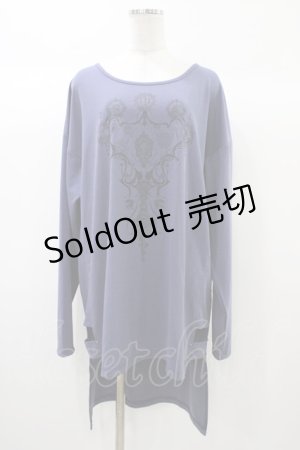 画像: Ozz Croce / プリント刺繍ロングカットソー  ブルー H-25-12-26-040-OO-TO-KB-ZH