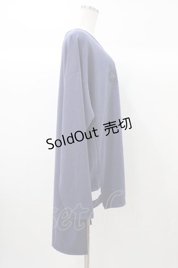 画像3: Ozz Croce / プリント刺繍ロングカットソー  ブルー H-25-12-26-040-OO-TO-KB-ZH (3)