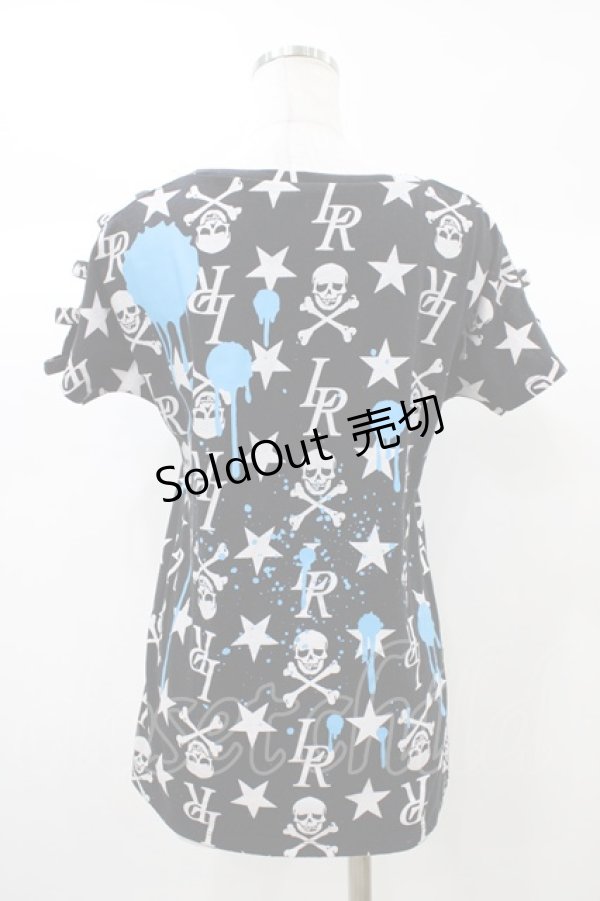 画像2: SUPER LOVERS / プリントカットソー  黒×白×青 H-25-12-26-044-PU-TO-KB-ZT244 (2)