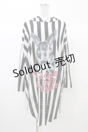 画像: HELL CAT PUNKS / NIGHTMAREストライプパーカー  白×黒 H-25-12-26-045-PU-TO-KB-ZH