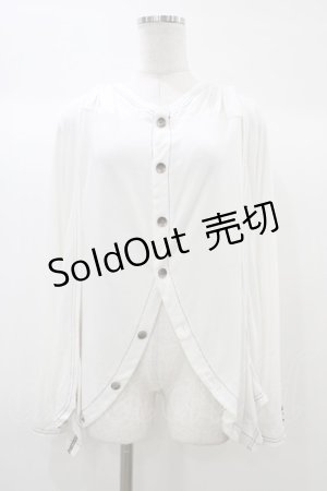 画像: ALGONQUINS / バックプリントカットソーカーディガン  白×黒 H-25-12-26-047-AL-TO-KB-ZH