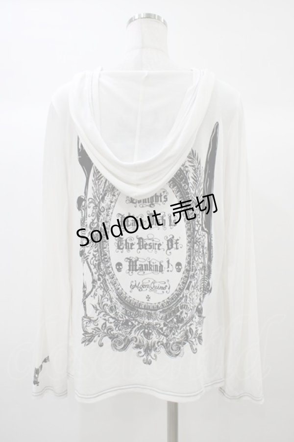 画像2: ALGONQUINS / バックプリントカットソーカーディガン  白×黒 H-25-12-26-047-AL-TO-KB-ZH (2)