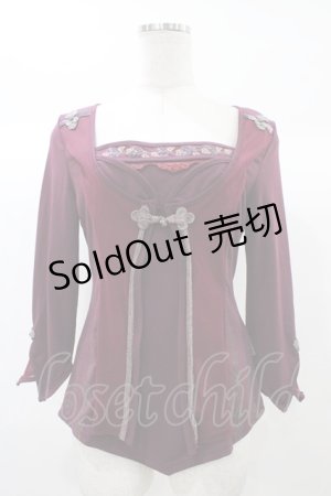 画像: Ozz oneste / レイヤード風カットソー  ボルドー H-25-12-26-049-OO-TO-KB-ZH