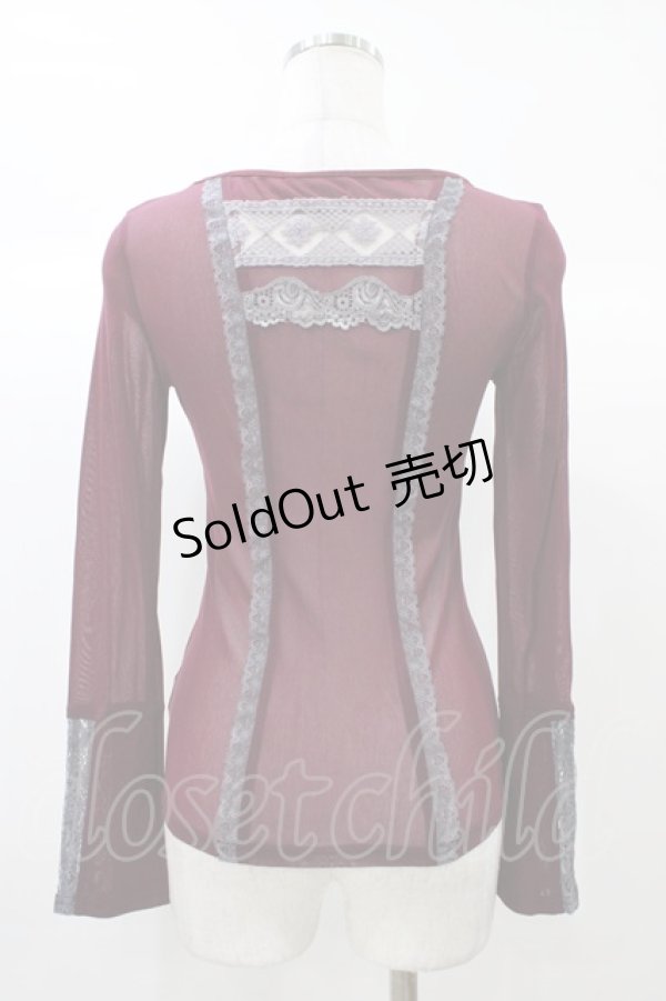 画像2: OZZ ANGELO / メッシュ×レーストップス  ボルドー×グレー H-25-12-26-050-OO-TO-KB-ZT246 (2)