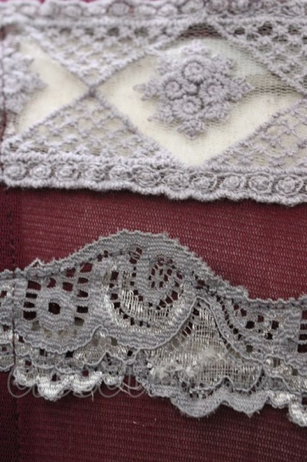 画像3: OZZ ANGELO / メッシュ×レーストップス  ボルドー×グレー H-25-12-26-050-OO-TO-KB-ZH (3)