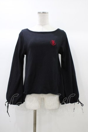 画像: ALGONQUINS / 刺繍カットソー  黒×赤 H-25-12-26-055-AL-TS-KB-ZH