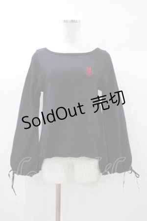 画像: ALGONQUINS / 刺繍カットソー  黒×赤 H-25-12-26-055-AL-TS-KB-ZH