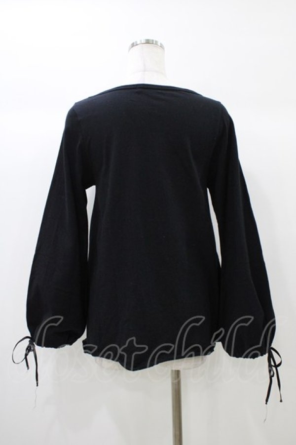 画像2: ALGONQUINS / 刺繍カットソー  黒×赤 H-25-12-26-055-AL-TS-KB-ZH (2)