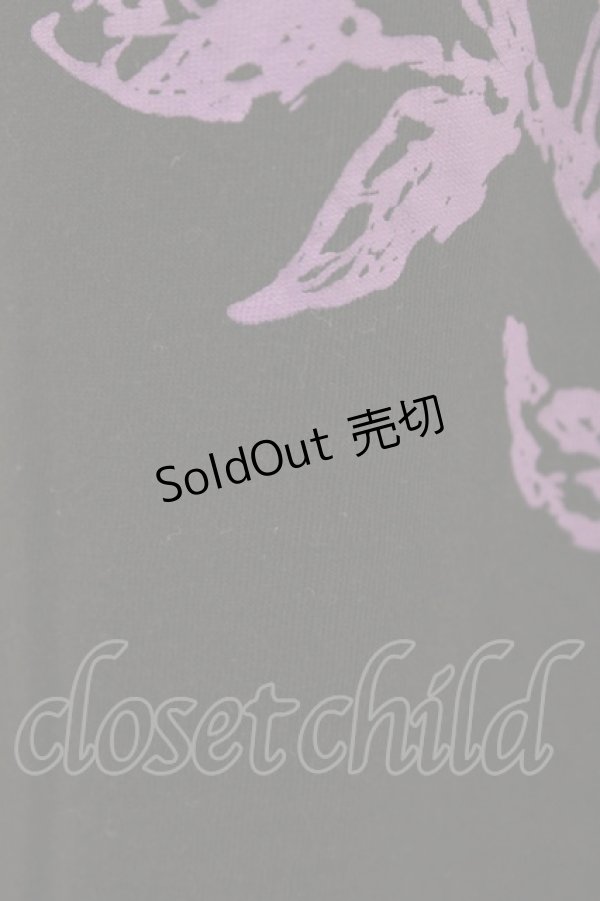 画像3: ALGONQUINS / プリント長袖カットソー  黒×紫 H-25-12-26-056-AL-TO-KB-ZH (3)