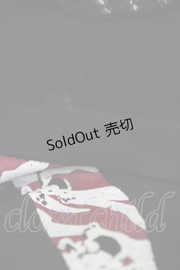 画像3: ALGONQUINS / ストライプ切替プリントロングカットソー  黒 H-25-12-26-057-AL-TO-KB-ZH (3)