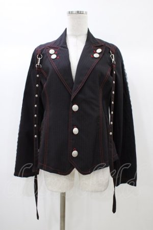 画像: ALGONQUINS / ストライプジャケット  黒×赤 H-25-12-26-059-AL-JA-KB-ZH