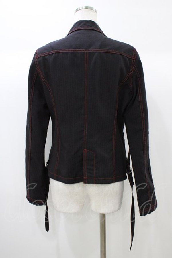 画像2: ALGONQUINS / ストライプジャケット  黒×赤 H-25-12-26-059-AL-JA-KB-ZH (2)