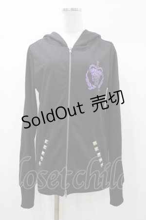 画像: Deorart / プリントスタッズ付パーカー M 黒×紫 H-25-12-26-060-PU-TO-KB-ZH