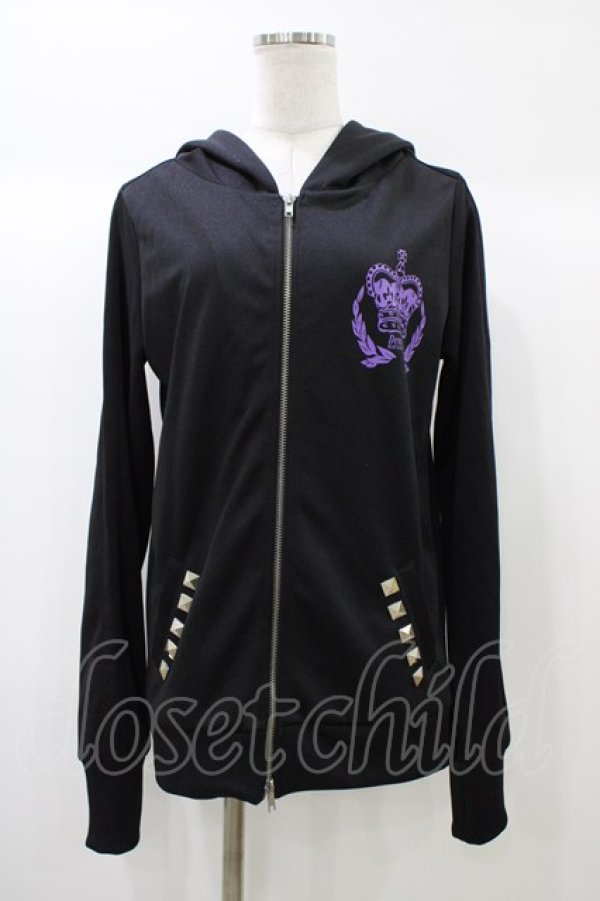 画像1: Deorart / プリントスタッズ付パーカー M 黒×紫 H-25-12-26-060-PU-TO-KB-ZH (1)