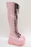 画像3: Demonia / レースアップロングブーツ US9(25.0〜25.5cm) ピンク H-25-12-26-010-PU-SH-KB-ZH (3)