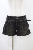 画像1: Ozz Croce / ベルト付ダメージデニムショートパンツ  ブラック H-25-12-26-011-OO-PA-KB-ZH (1)