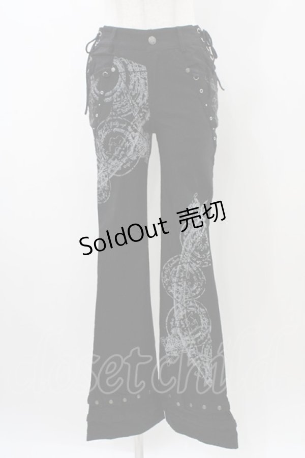 画像1: Ozz Croce / サイドレースアッププリントパンツ  ブラック H-25-12-26-012-OO-PA-KB-ZH (1)