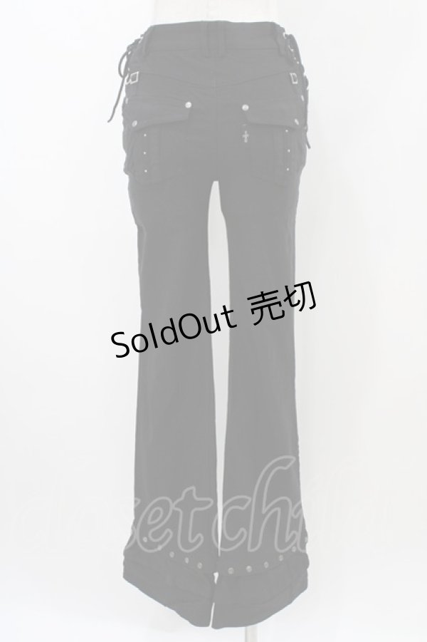 画像2: Ozz Croce / サイドレースアッププリントパンツ  ブラック H-25-12-26-012-OO-PA-KB-ZH (2)