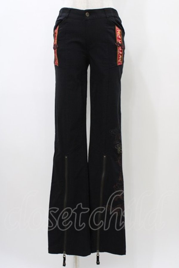 画像1: Ozz oneste / 裾ZIPパンツ  黒 H-25-12-26-013-OO-PA-KB-ZH (1)