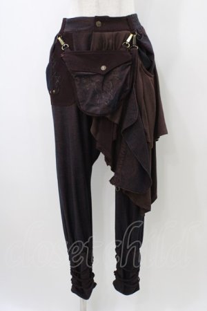 画像: Ozz Croce / ポケットフラップ付サルエルパンツ  ブラウン H-25-12-26-015-OO-PA-KB-ZH