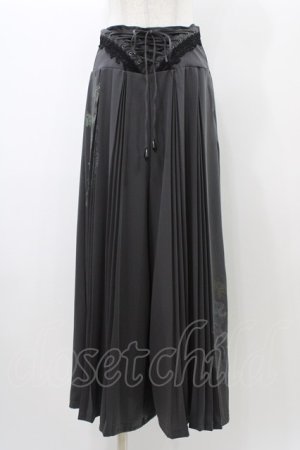 画像: Ozz On / プリントプリーツワイドパンツ  グレー H-25-12-26-018-OO-PA-KB-ZH