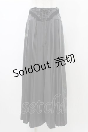 画像: Ozz On / プリントプリーツワイドパンツ  グレー H-25-12-26-018-OO-PA-KB-ZH